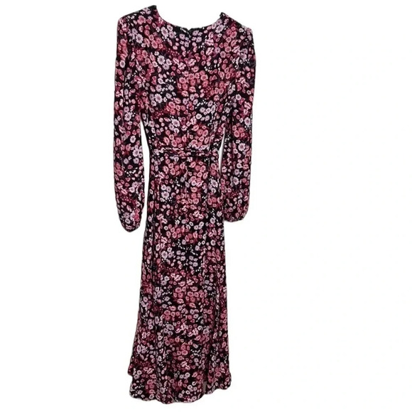 KENSIE pink chiffon,faux wrap,floral, puffy sleeve dress,sz 2, surplice,fairy - Picture 4 of 15